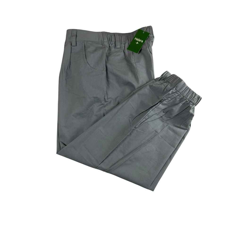 HALARA Womens XL Gray Cotton Mid Rise Pleated Jogger Pants Pockets Cuffed NEW